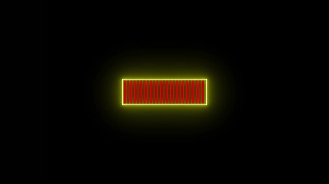 Futuristic uploading progress bar isolated on black background. Progress loading bar 4k. 60 fps 3D animation