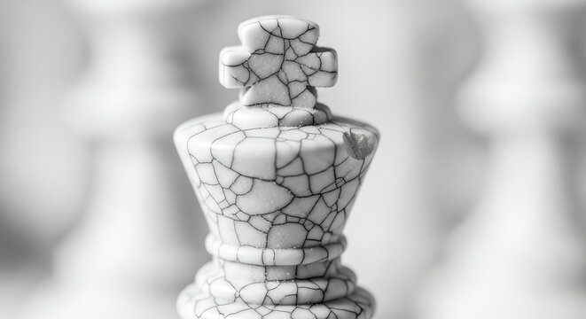 Chess king close-up with cracked texture