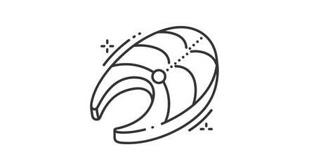 Naklejka premium Salmon Steak Icon: Fresh Fish Cut, Healthy Food, Seafood Ingredient, Vector Art