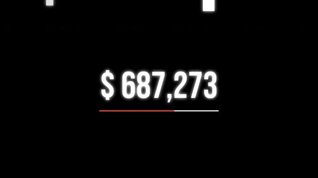 4K video High speed glow digital profit counter increasing from zero to millions with smooth numeric transition on alpha channel background.