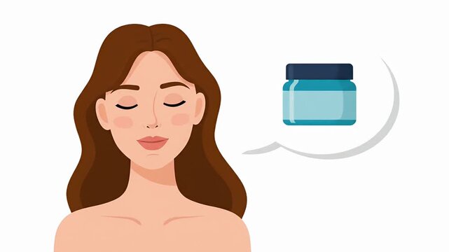 Woman Dreaming of Skincare Products and Face Mask Animation