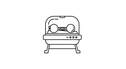 Fototapeta premium Retro Sci-Fi Robot Head with Goggles and Antennae Icon