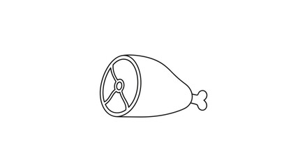 Fototapeta premium Raw Ham Hock Icon, Simple Line Art Illustration of a Meat Cut