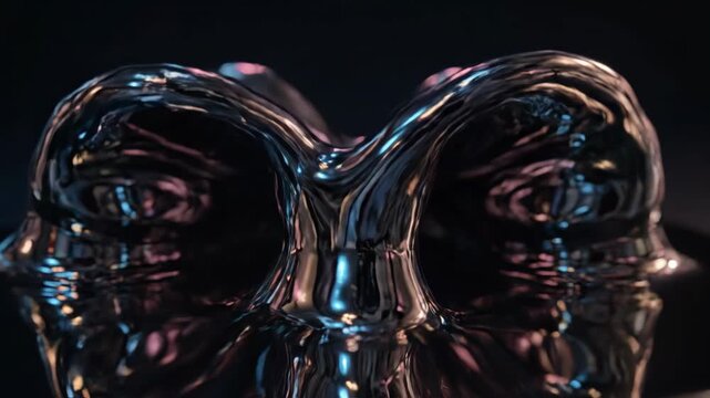 Abstract Metallic Sculpture With Iridescent Highlights, Resembling a Futuristic, Alien, or Biological Form.