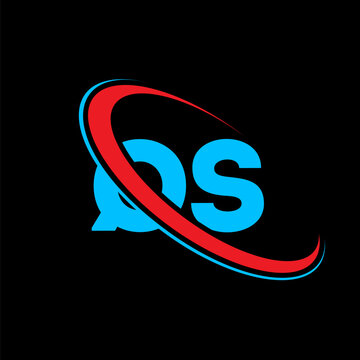 QS letter logo design initial letter QS linked circle uppercase monogram logo blue and red color. modern QS logo design QS letter type, QS curved letter logo.