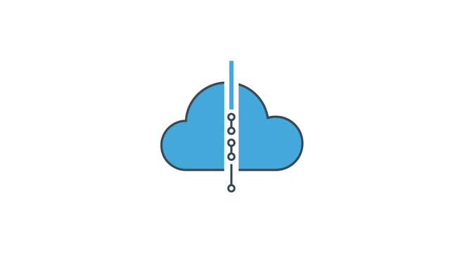 Weather forecast icon with cloud and thermometer.