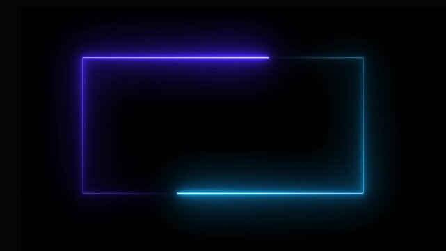 Neon Light glowing shape illustration in retro style rectangle line.