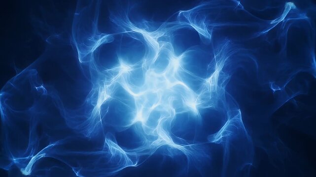 An abstract blue energy burst with swirling patterns.
