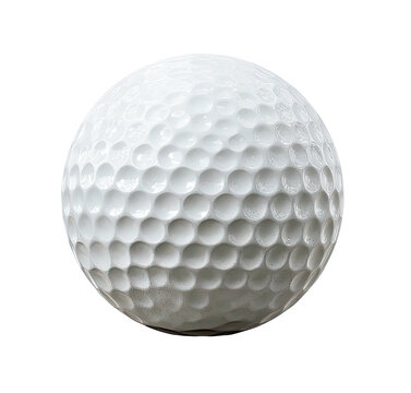 White golf ball with dimpled surface, floating in a dark background