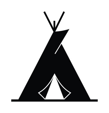 Vector of a teepee tent with crossed poles at the top
