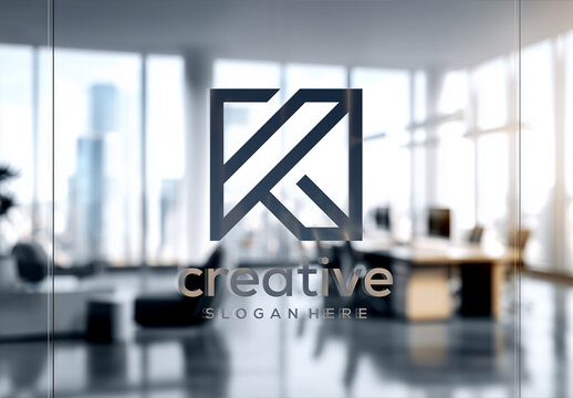 Logo Close-up on a Company Window Glass Mockup