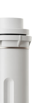 White plastic container with screw-on lid and handle white container isolated on a transparent background