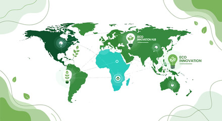 Obraz premium Global Map Illustrating Environmental Conservation Efforts Worldwide.
