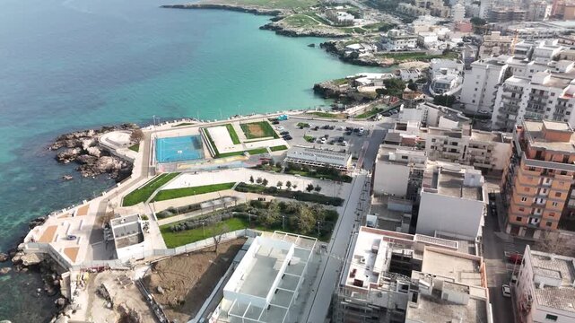 Aerial View of Monopoli Coastal Cityscape and Waterfront