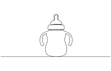 Obraz premium Continuous single line drawing of baby bottle with handle and nipple, minimal modern contours.