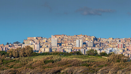 Obraz premium Agrigento Sicily hilltop city buildings under clear blue sky