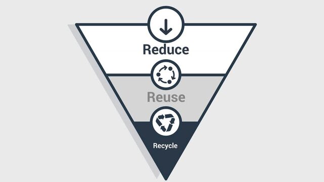 Zero waste concept illustration featuring reduce, reuse, and recycle levels