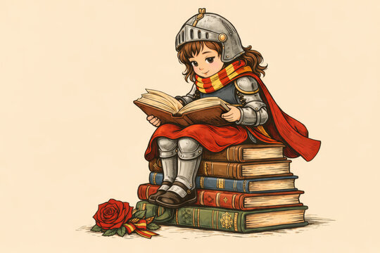 girl dressed as knight Sant Jordi