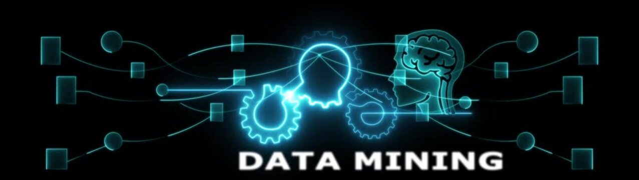 Futuristic data mining visualization glowing blue circuit patterns over dark background technology innovation concept.
