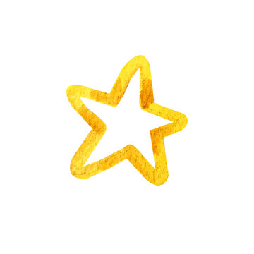 Watercolored Christmas hollow golden star Clipart
