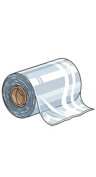 Transparent Plastic Wrap Roll Illustration.