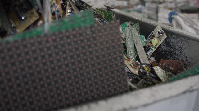 Detailed Depiction Of Stacked Electronic Boards In Recycling Environment Emphasizing Sustainability . Media