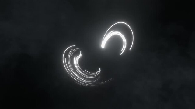 Abstract dark void and dark smoke with a single glowing energy ribbon