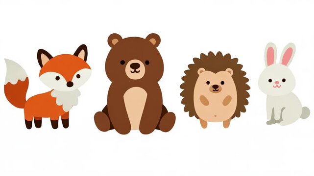 Cute cartoon forest animals jumping seamless loop animation for kids background