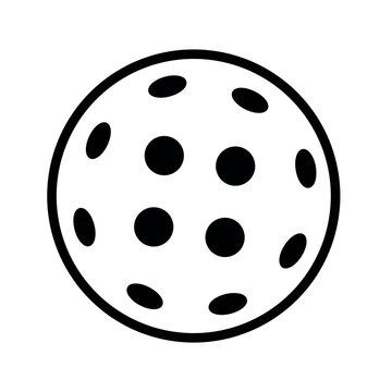  Black Line Pickeball Ball icon for Sport Equipment in Flat Vector Illustration