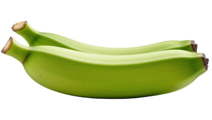 Pair of fresh, vibrant green bananas, an unripe tropical fruit used in various cuisines. © Natasha
