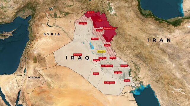 Iraqi Kurdistan In Iraq Map Animation