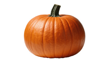 Obraz premium Vibrant orange pumpkin with a dark green stem, perfect for autumn harvest and holiday designs