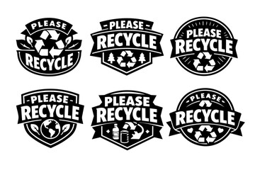 Fototapeta premium Please recycle labels collection promoting sustainable living, waste management, and environmental conservation