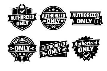 Fototapeta premium Authorized only security labels vector set, restricted access and private area signs. Privacy and protection concept