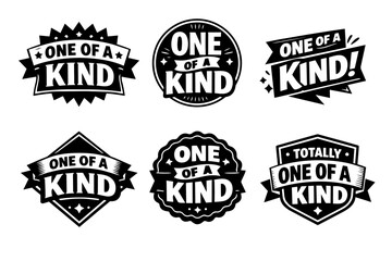 Fototapeta premium One of a kind badges set, flat vector style, unique quality emblems, original product labels collection