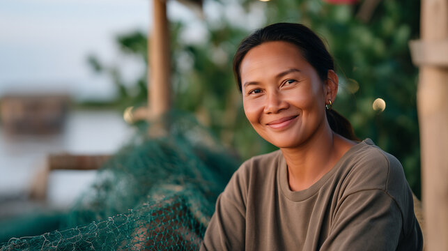 Remote island homestay in Philippines where language student helps host family with fishing net repair while practicing Tagalog vocabulary for maritime terms and weather conditions, perfect for tota