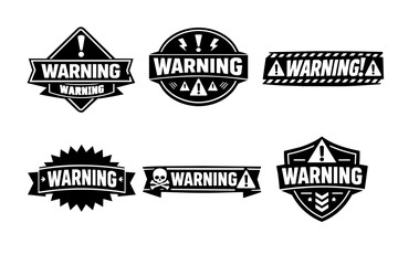 Fototapeta premium Set of vector warning badges, alert messages, and hazard icons, perfect for safety communications and digital media