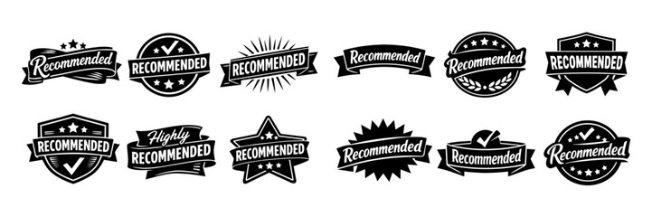 Fototapeta premium Recommended badge collection representing quality, approval, and certification for products, services, or endorsements
