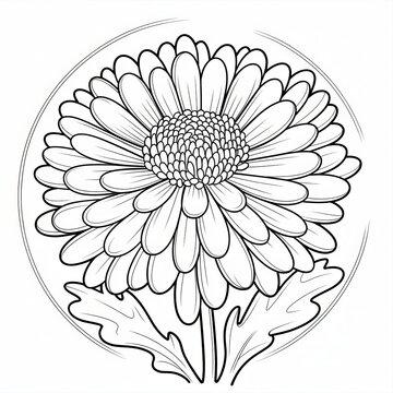 Kiku Botanical A detailed illustration of a chrysanthemum flower
