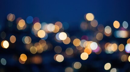 Fototapeta premium Colorful Bokeh Lights Creating a Dreamy Atmosphere in an Urban Night Scene