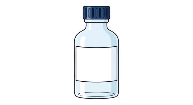 Clear Glass Bottle with Blue Cap.