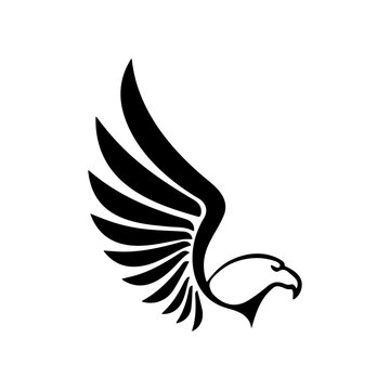 Stylized Eagle in Flight Black Illustration.