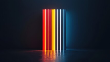 Obraz premium Neon column in dark room tall vibrant neon column illuminated in a dimly lit space creating a striking visual contrast