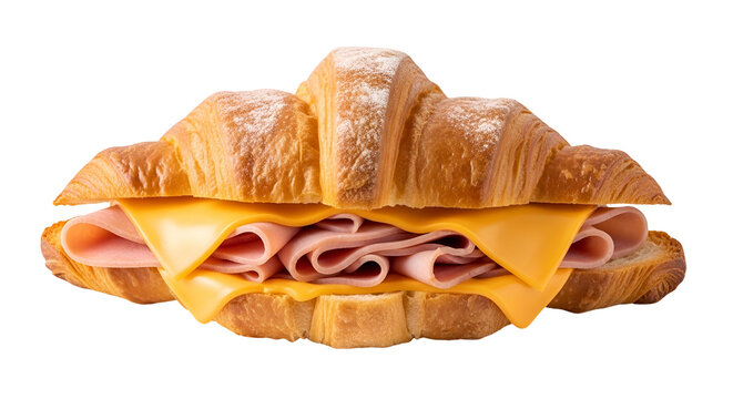 Croissant sandwich with ham cheese filling.