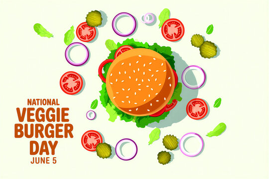 National veggie burger day celebration with fresh ingredients flat design