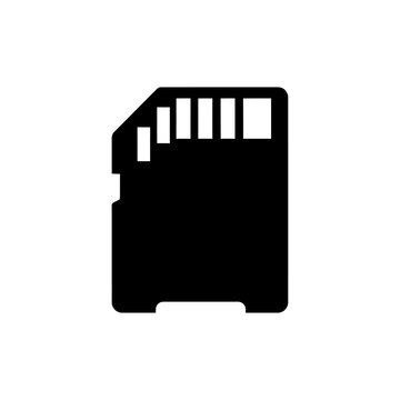Black and White MicroSD Card Icon for Data Storage and Technology Concepts