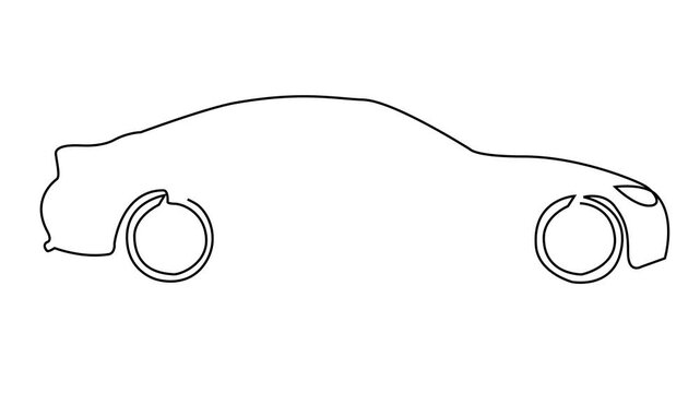 Single Outline Car Animation Continuous Line Art Illustration Video