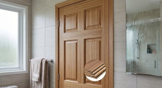 Engineered Wood Door Made from layers of wood veneers and adhesi