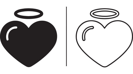 Obraz premium Heart with halo icon, black and white outline