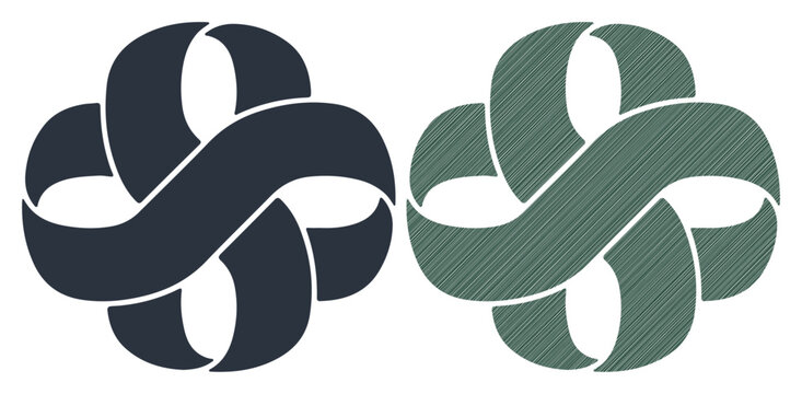 Interlocking abstract shapes symbolizing connection and complexity